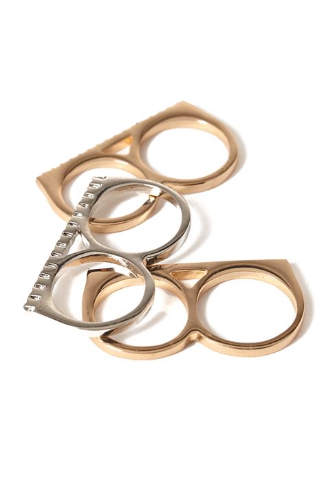 Lyst Forever 21 Multi Finger Rhinestone Ring Set In Metallic
