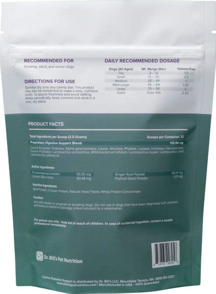 Dr Bills Pet Nutrition Canine Digestive Support Probiotics