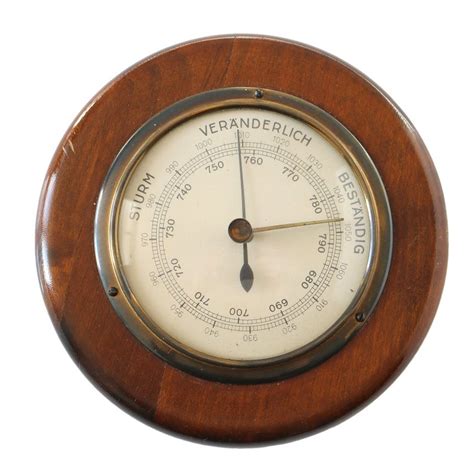 Small Maritime BAROMETER Wood Brass Atmospheric Pressure Etsy