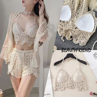 New Crochet Top For Women Bikini Knitted Swimwear Top Beach Wear