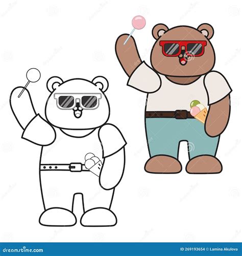 Teddy Bear Black And White Outline Illustration Stock Vector