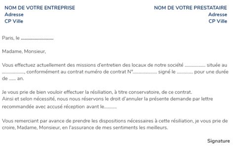 Résilier contrat de nettoyage comment faire