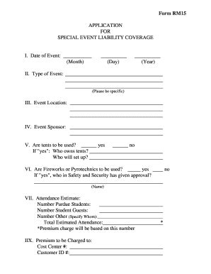 Fillable Online Purdue Form RM15 APPLICATION FOR SPECIAL Purdue