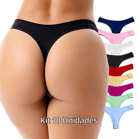 Kit Calcinhas Fio Dental Algodão Sexy Conforto Cotton Feminina Shopee