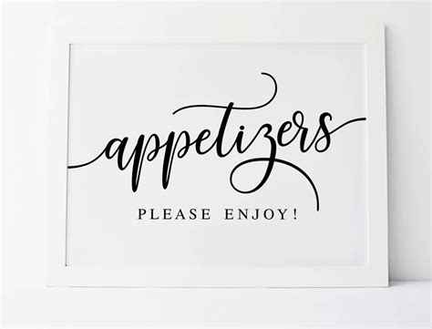 Appetizers Sign Wedding Appetizers Wedding Day Signs Etsy