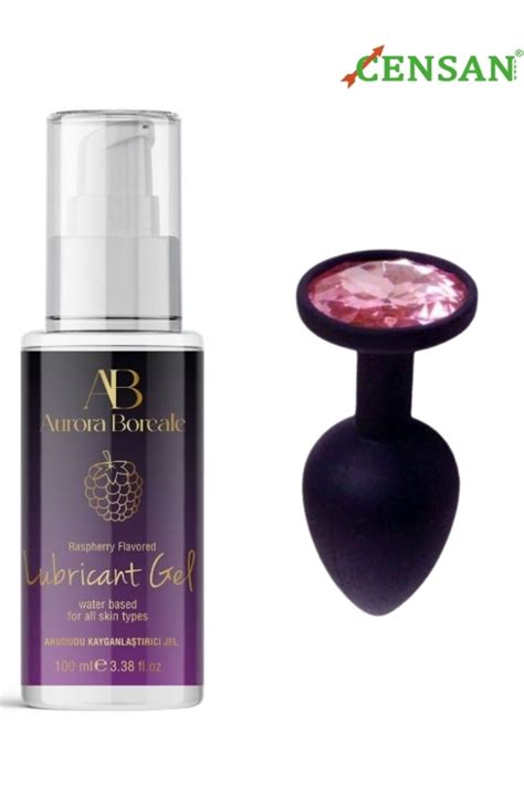 Aurora Boreale Silikon Mücevher Taşı Anal Plug Ahududu Aromalı Kayganlaştırıcı Hediyeli