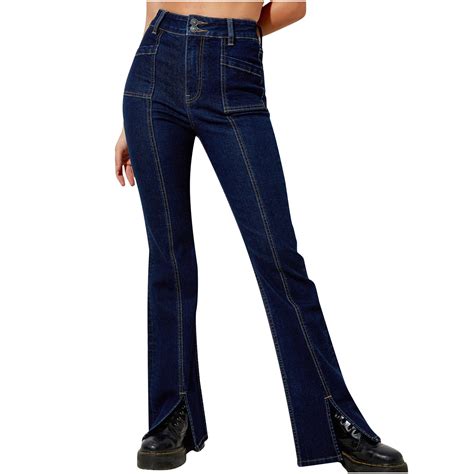 Oglccg Womens Classic Flare Jeans High Waisted Stretchy Skinny Bell Bottom Jeans Vintage Washed