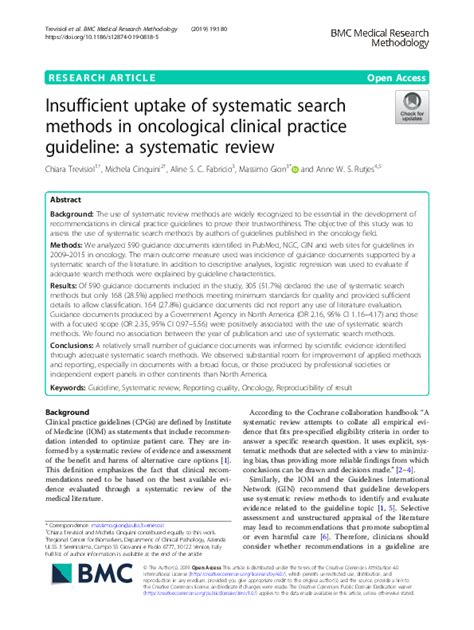 Pdf Insufficient Uptake Of Systematic Search Methods In Oncological