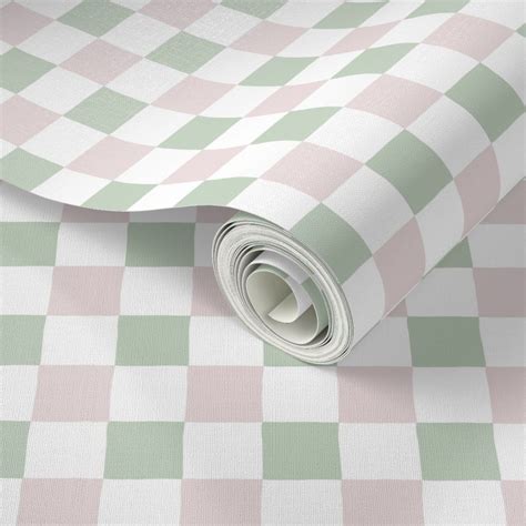 Hand Drawn Check Checkerboard In Pastel Wallpaper Spoonflower