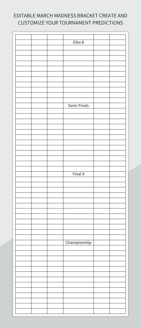 Editable March Madness Bracket Create And Customize Your Tournament ...