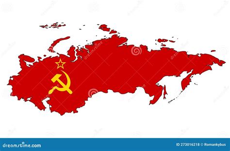 Union Of Soviet Socialist Republics Map With Flag - Outline Of A State ...