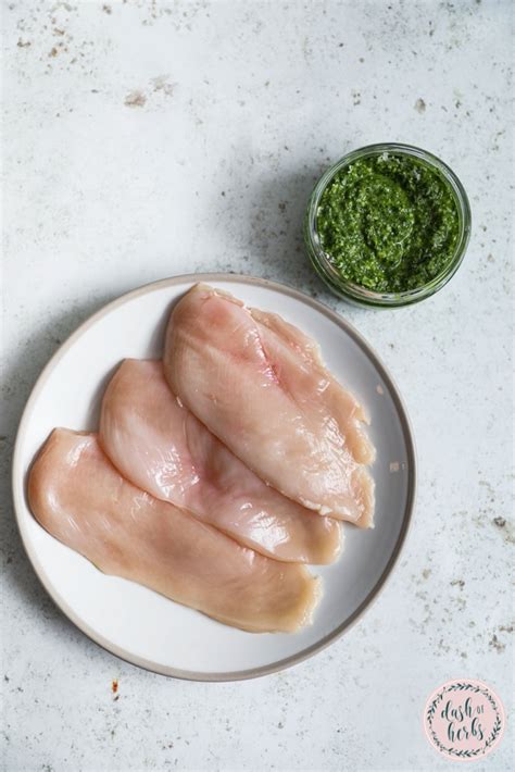 Baked Chicken With Arugula Pesto Dash Of Herbs