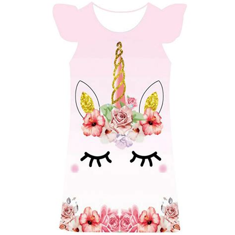 Vestido De Unicornio Para Niñas Faldas Informales De Dibujos Animados De Verano Para Niñas