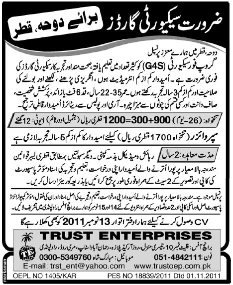 Security Guards Required For Doha Qatar In Doha Qatar Jang On Nov