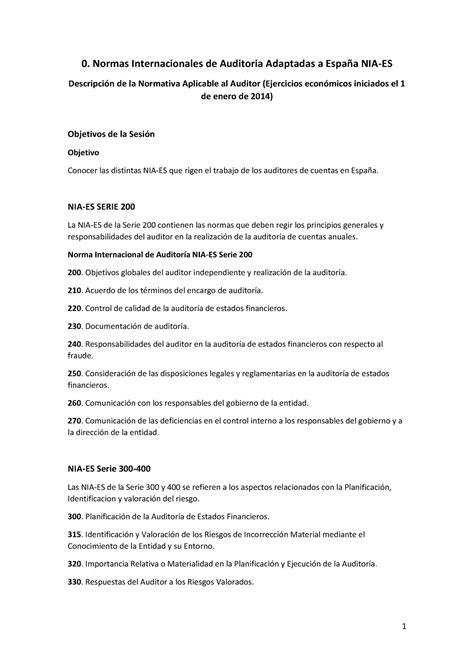 Tema 0 Apuntes 1 1 0 Normas Internacionales De Auditoria Adaptadas