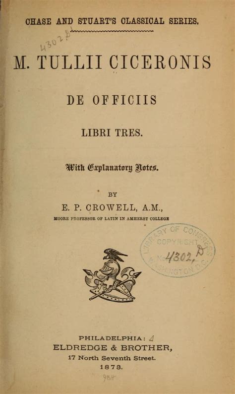 M Tullii Ciceronis De Officiis Libri Tres Library Of Congress