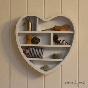 Wooden Heart Shaped Wall Shelf Shabby Chic Storage Display Unit Kitchen