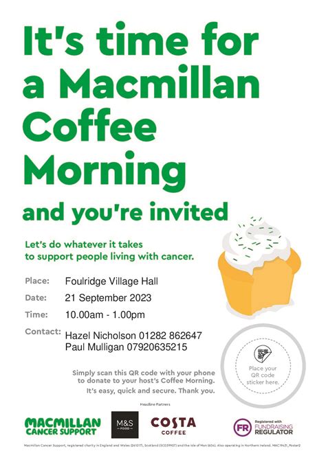 Macmillan Coffee Morning Foulridge Parish Council