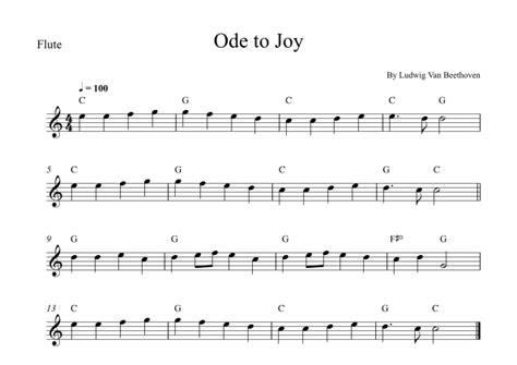 Ode To Joy Flute Easy Arr Wesley S Silva By Ludwig Van Beethoven
