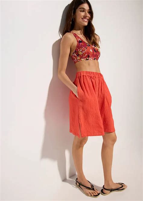 Stiloso Reggiseno Per Bikini A Bustier Con Stampa Pesca Fantasia