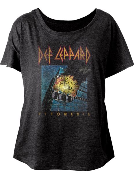 Ladies Def Leppard Faded Pyromania Dolman Shirt Black Small