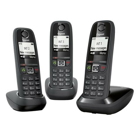 Gigaset AS405 Trio Noir Téléphone sans Fil DECT GAP Téléphonie