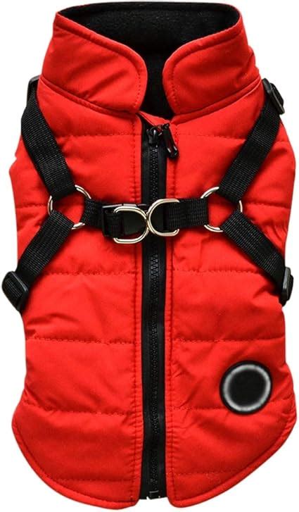 Dog Coat With Harness Hole Waterproof Dogs Clothes Apparel Winter