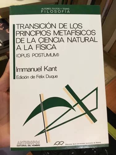 Transici N De Los Principios Metaf Sicos De La Ciencia Natur Meses