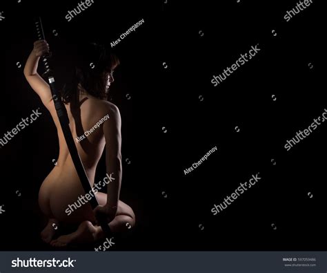 Sexy Nude Woman Sword On Dark Stock Photo 597059486 Shutterstock