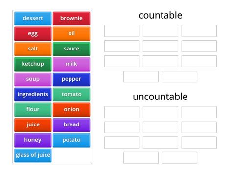 Countable Vs Uncountable Nouns Group Sort