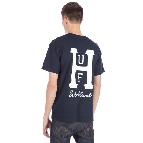 Huf Classic H Worldwide T Shirt Navy Consortium