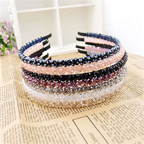 Ruihfas 6pcs Bling Bling Double Rows Crystal Rhinestone Headband For