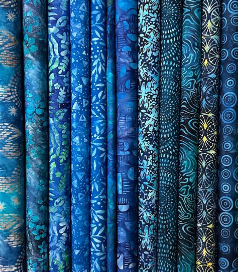 12 Piece Deep Sea Blue Batik Fq Bundle Assorted Expressions Batiks By Riley Blake Cool Ocean