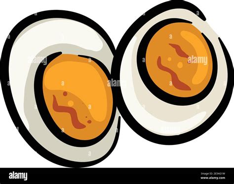 Hard Boiled Egg Halves Vector Illustrations Stock Illustration