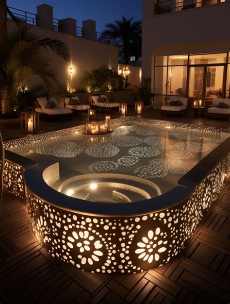 Luxury Outdoor Hot Tub With Candles