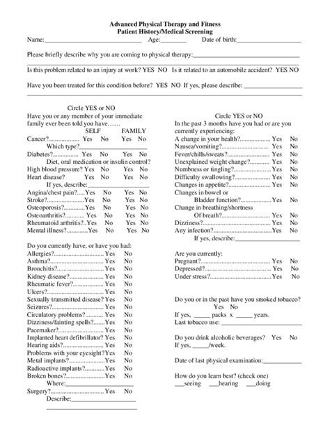 Fillable Online History And Medical Screen Form With Body Diagrams 1doc Fax Email Print Pdffiller