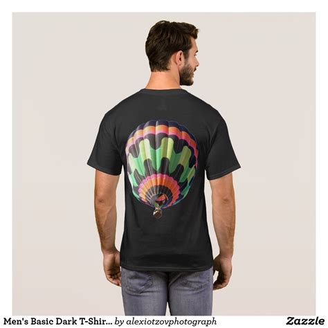 Mens Basic Dark T Shirt Flying Hot Air Balloon Shirts T Shirt Men