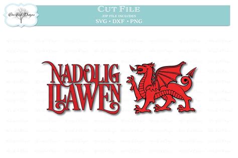 Nadolig Llawen With Dragon Welsh Happy Christmas Cut Files