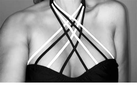 Front Criss Cross Halter Bikini Top Black And White Bikini Etsy