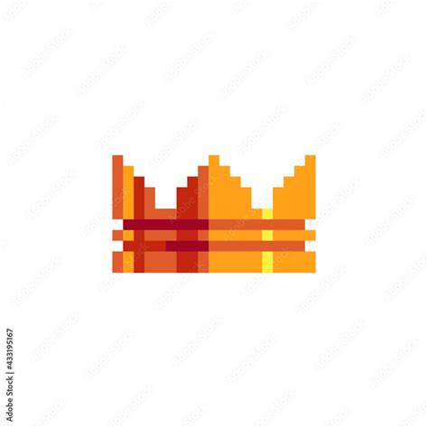 Golden crown. Pixel art icon. Flat style. 8-bit. Sticker design ...