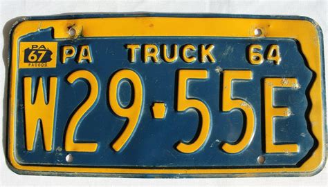 Vintage Pennsylvania License Plate 1964 1967 Truck Pa 3927936063