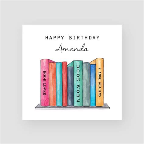 Personalised Book Birthday Card Birthday Card For Book Lover Novel