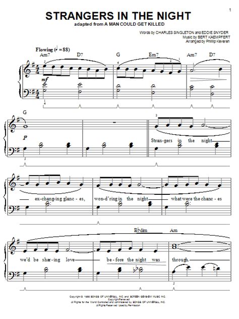 Strangers In The Night Arr Phillip Keveren Sheet Music By Frank