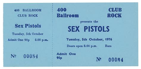 Sex Pistols 1976 440 Ballroom Concert Ticket Rr Auction