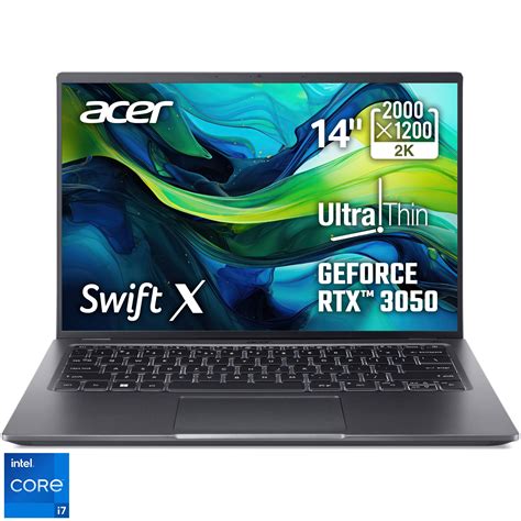 Лаптоп Acer Swift X SFX14 51G Intel Core i7 1260P 14 2 2K 16GB