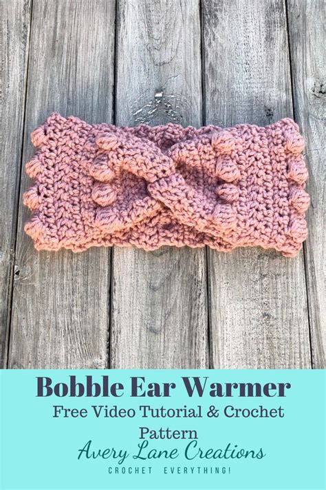 A Crocheted Headband With The Text Bubble Ear Warmer Free Video Tutor