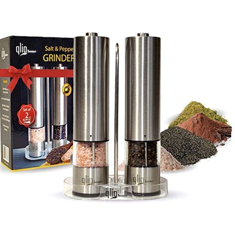 🔷 Battery Operated Salt & Pepper Grinder Set; Easy One Hand Operation ...