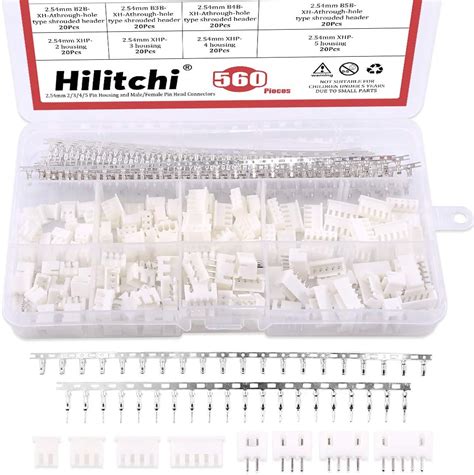 Hilitchi 560Pcs 2 54mm JST XHP 2 3 4 5 Pin Housing And Male Female