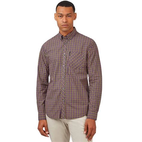 Ben Sherman 60s Mod House Check Long Sleeve Shirt Grape