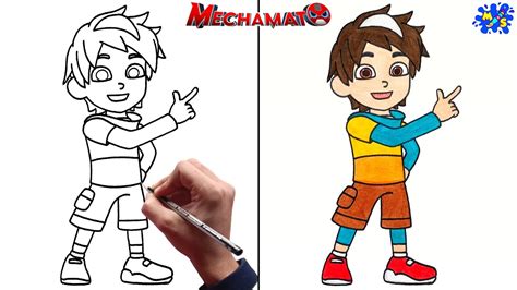 Mechamato Drawing How To Draw Amato From Mechamato Step By Step Easy